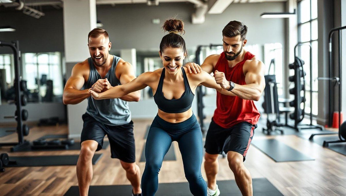 working out with two guys . romina boudoir